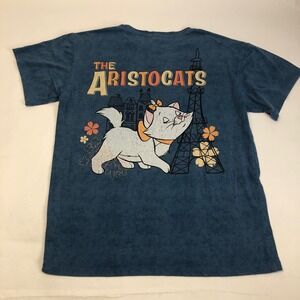 Disney‎ Classics The Aristocats Marie Cat Eiffel Tower Blue T-Shirt Size Small
